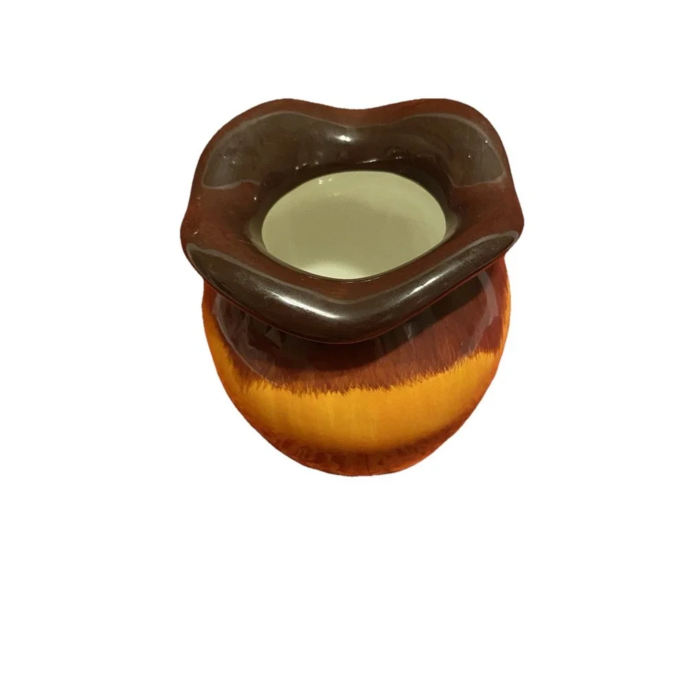 VTG Teleflora Vase Ombre Brown Yellow Orange Gloss Honey Pot‎ Shape Charming MCM